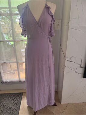 Lush Lilac Wrap Maxi Dress with Ruffle Sleeves